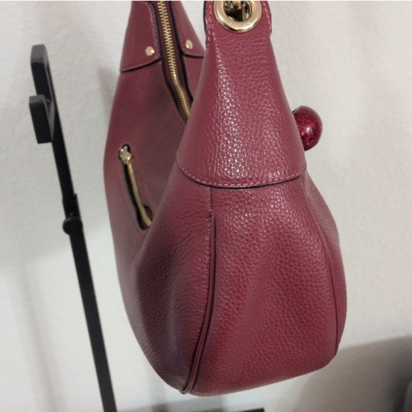 Coach Mara Hobo Shoulder Bag And Wallet Set In Cherry Pebble Leather W/ Dustbag - Picture 7 of 15